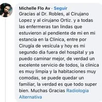 Testimonio de paciente publicado en redes sociales