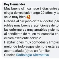 Testimonio de paciente publicado en redes sociales